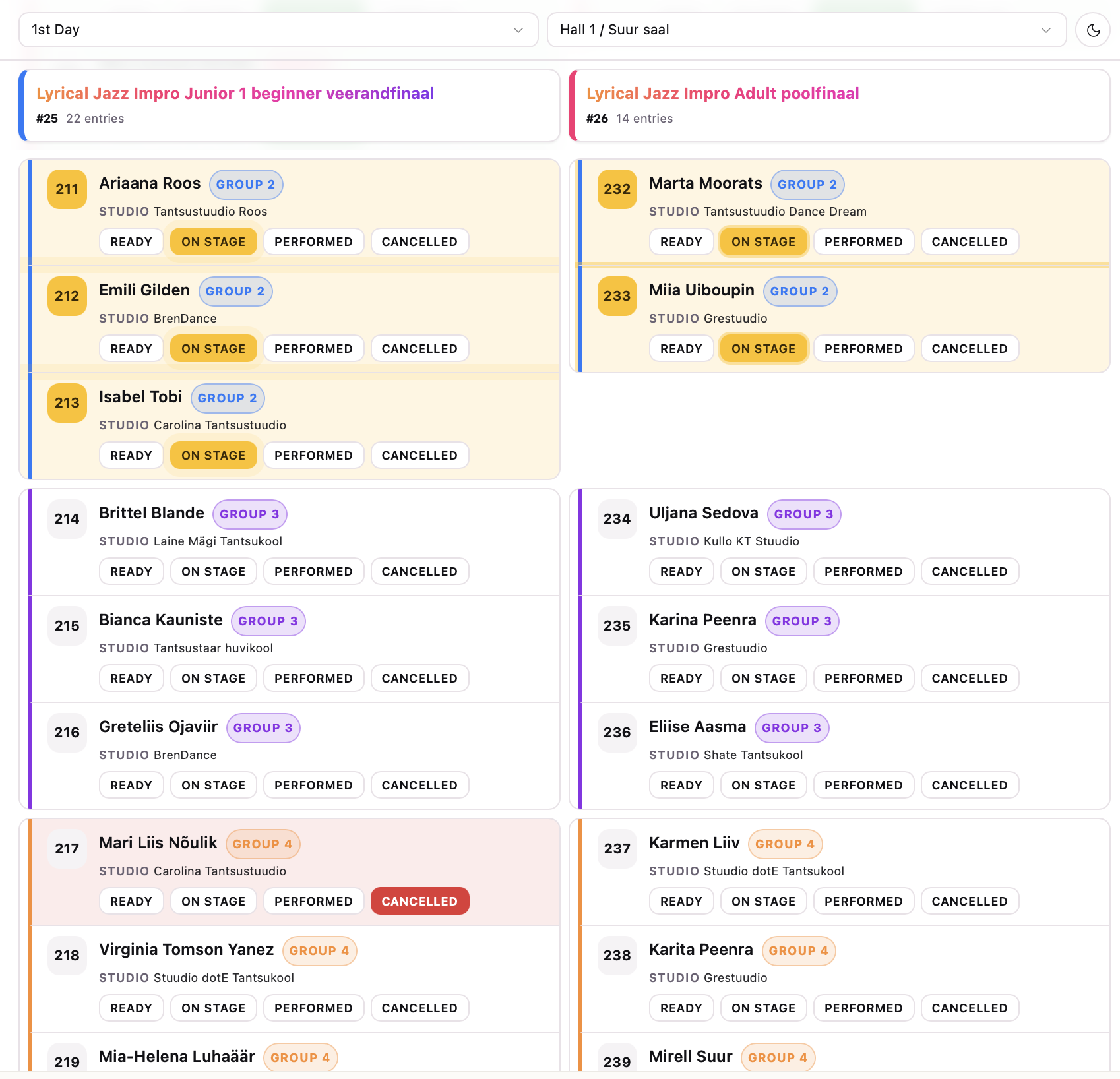 DanceFlow — Live Schedule Platform for Dance Competitions